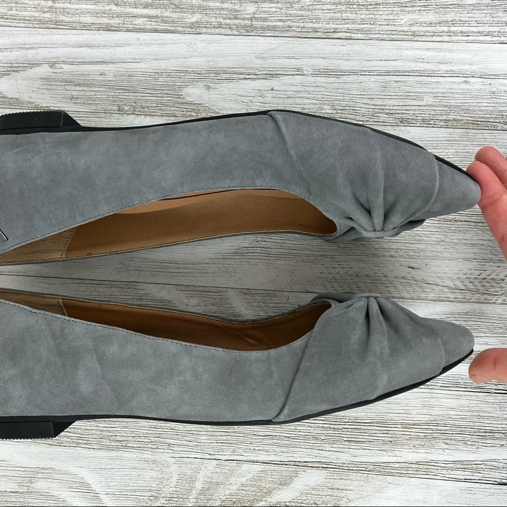 Vionic Gray Suede Pointed Toe Ballet Flats 8 Comfort Shoes - Picture 7 of 10